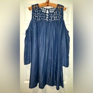 Signature Studio Cold Shoulder Flowy Dress | Blue | Size XL